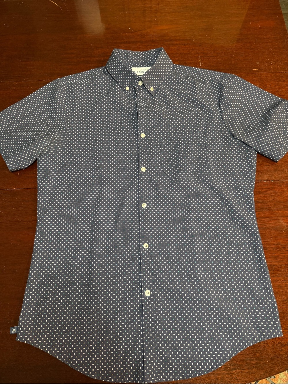 Mizzen + Main - Men's Short-Sleeve Navy Micro-Print Button-Up Shirt